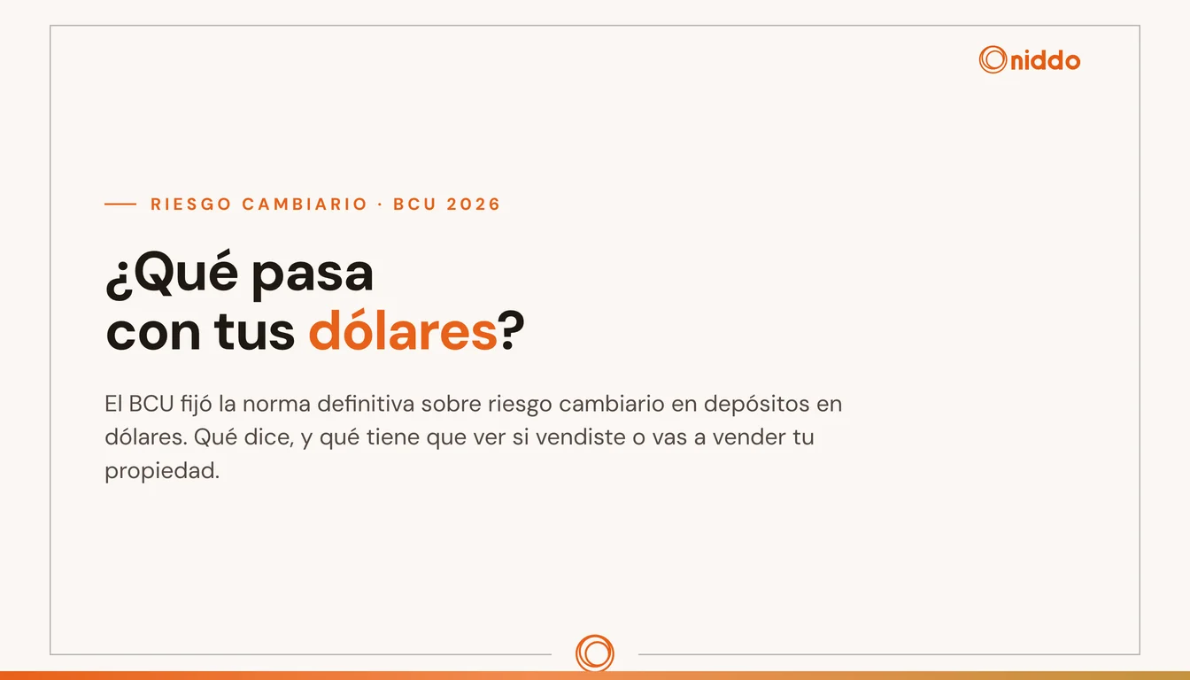 Placa de texto: riesgo cambiario en dólares, la nueva norma del BCU y qué significa si vas a vender tu propiedad — informe niddo