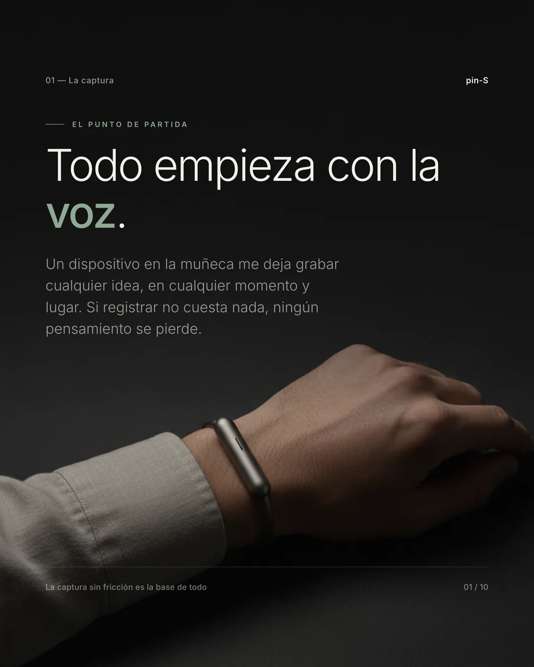 Todo empieza con la voz — el dispositivo de captura en la muñeca